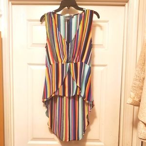 Multi colored hi/lo sleeveless shirt